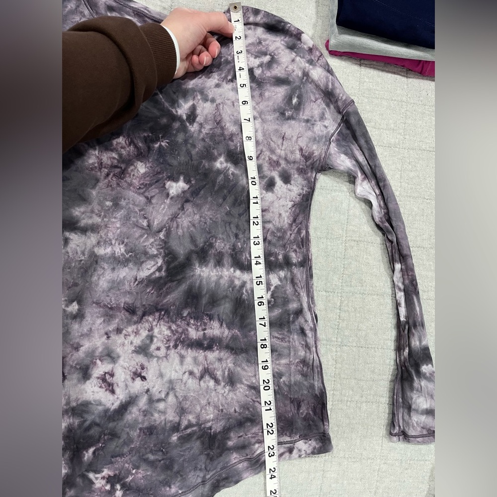 Lululemon To The Point Long Sleeve *Mist Diamond Dye Glacier Grey Moonwalk Sz 6 - Picture 6 of 8